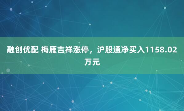 融创优配 梅雁吉祥涨停,沪股通净买入1158.02万元